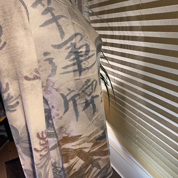 Vintage LUCKY Brand Womens Small Blue Geisha Girl Woven Cotton Shirt - Picture 3 of 6